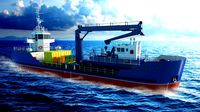 Salvage Cargo Ship with Skimmer Boat