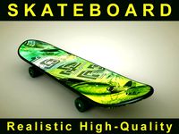 Green Patterned Skateboard