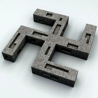 Oriental Swastika Religious Symbol Futuristic Design