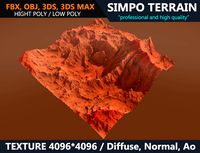Low poly Realistic Mars Terrain 05 - Game Ready