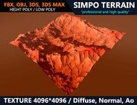 Low poly Realistic Mars Terrain 04 - Game Ready