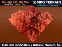 Low poly Realistic Mars Terrain 02 - Game Ready