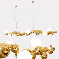 Bubbly Light Linear Modern Molecule Sculptural Chandelier Polished Brass