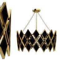 Robert Abbey Edward Chandelier in Modern Brass Finish with Black Marble Accents 424