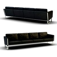 Black leather sofa quadruple