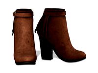 Brown Leather Fringe Ankle Boots With Zipper And Buckles