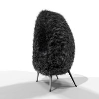 GREY FAUX FUR EGG CAVE CHAIR