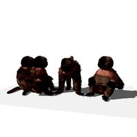 Animated Group of Baboons Grooming