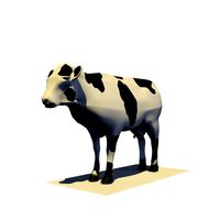 Single Animated Cow Eating Grass