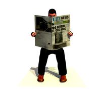 Animated Business Man Reading a Newspaper Sitting (Outdoors)