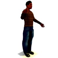 Low Poly Standing African Man A