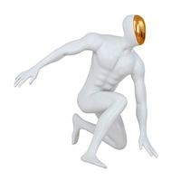 Abstract white mannequin sitting in a superhero pose 133