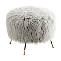 Mongolian Goat Fur Italian Footstool 2