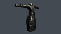 Long Leather Coat Closed Black Low-poly
