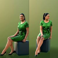 10539 Amaya - Classy Woman In Green Dress Sitting