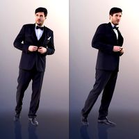 10995 Sean - Walking Business Man Closing His Jacket