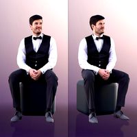 10792 Sean - Sitting Man in Suit And Bow Tie