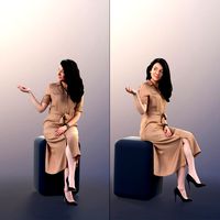 11246 Amelie - Casual Woman In Summer Dress Sitting With Crossed Legs