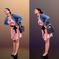 10382 Yanelle - Woman in Summer Dress Looking With Bag