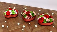 Flower box heart shape - LOW POLY -
