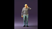 Man in stripped sweater phone talking 0788