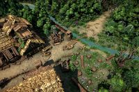 Stylized fantasy pagan village