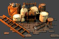 Medieval Props Burlap Sacks And Weapons - Pack