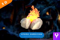 Cartoon Stone Campfire With Particles