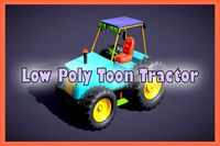 Stylized Cartoon Tractor - Low Poly Kids Style - Farm Vehicle