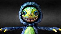 Furry alien lizard, game-ready