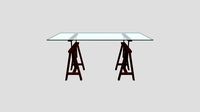 Trestle desk rich brown