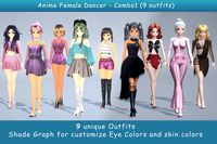 Anime Female Dancer - Combo1 (9 outfilts)