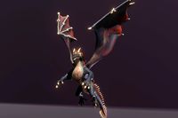 Realistic Black Dragon Animated Low-poly 3D Model