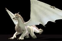 Realistic White Dragon Animated Low-poly 3D Model