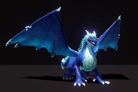 Realistic Blue Dragon Animated Low-poly 3D Model