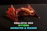 Realistic Red Wyvern Animated Low Poly 3D Model