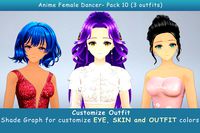 Anime Female Dancer - Pack 10 (3 outfits)