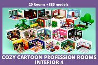 Cozy Cartoon Profession Rooms Interior 4