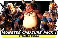 Monster Creature Pack 1 - Stylized Devils - Ghoul Woman Rigged Demon Troll - #64