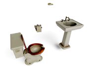 Realistic Grimy Bathroom Set toilet and sink
