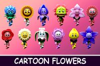 Cartoon characters flowers
