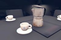 Moka Pot and Espresso Coffee Cup