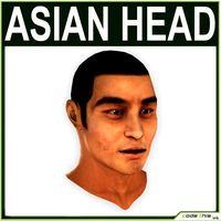 Low Poly Asian Male Head 3D Model