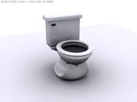 Toilet with full piping 3D Model