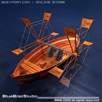Leonardo's boat with shovel 3D Model