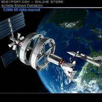 Space station with spaceships 3D Model