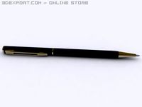Blue Pen with Gold 3D Model