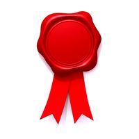 Wax seal with red ribbon 3D Model