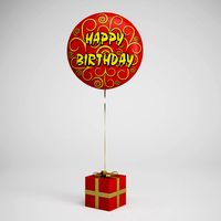 CGAxis Birthday Gift Balloon 08 3D Model