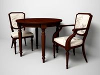 Round table with chairs 3D Model